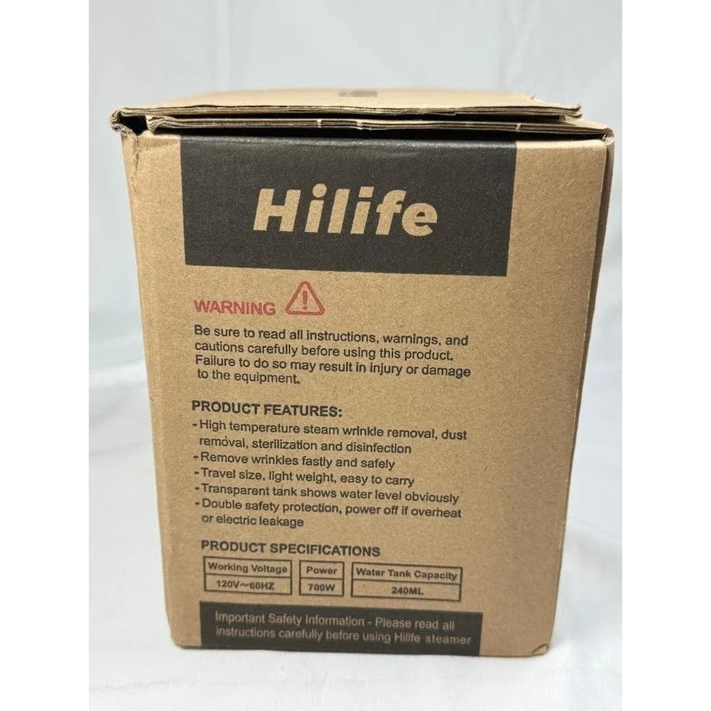 Hilife HL7 Mini Travel Handheld Garment Steamer Clothing - New Open Box